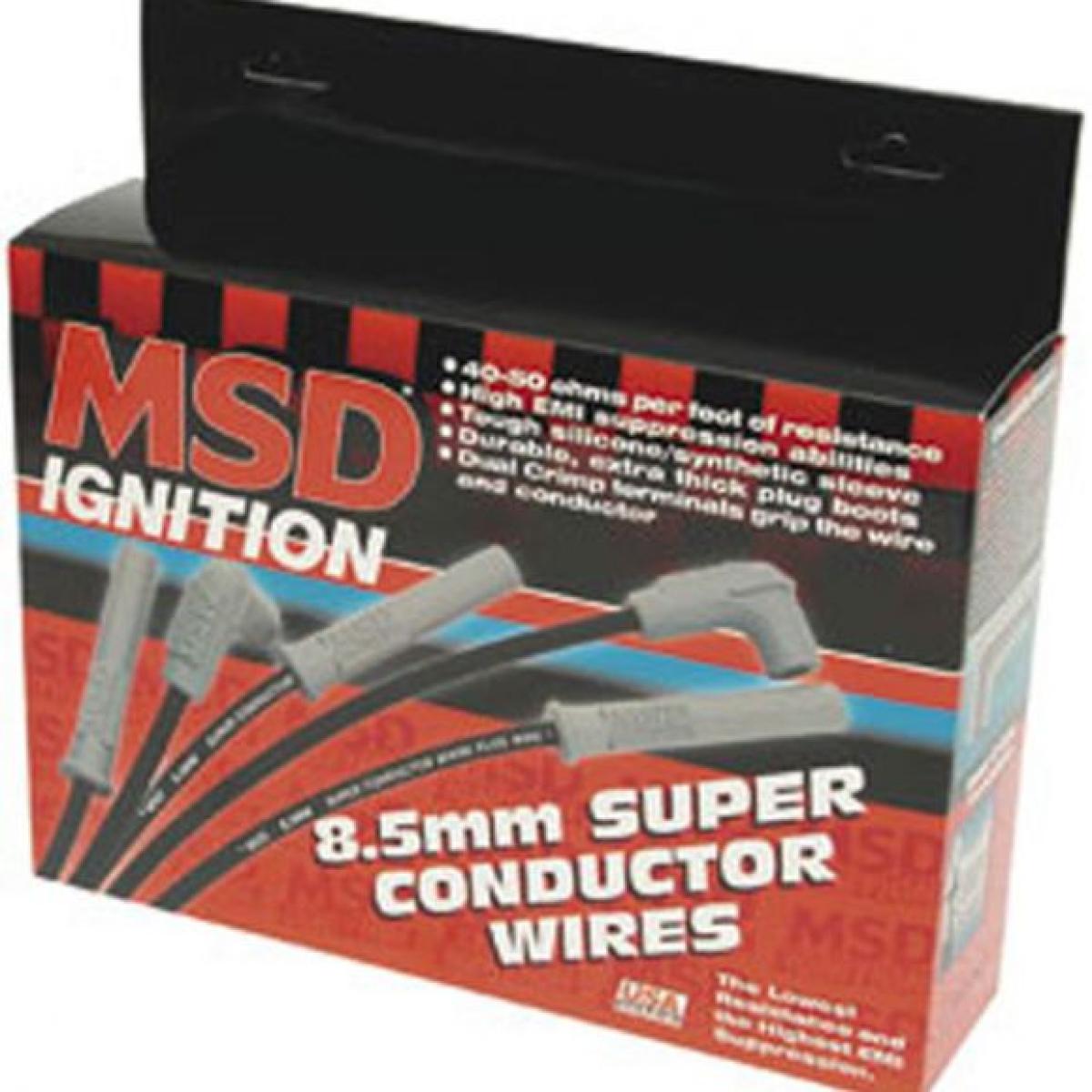 MSD 8.5mm Super Conductor Spark Plug Wires Set | Black | 31193 | Rigzilla