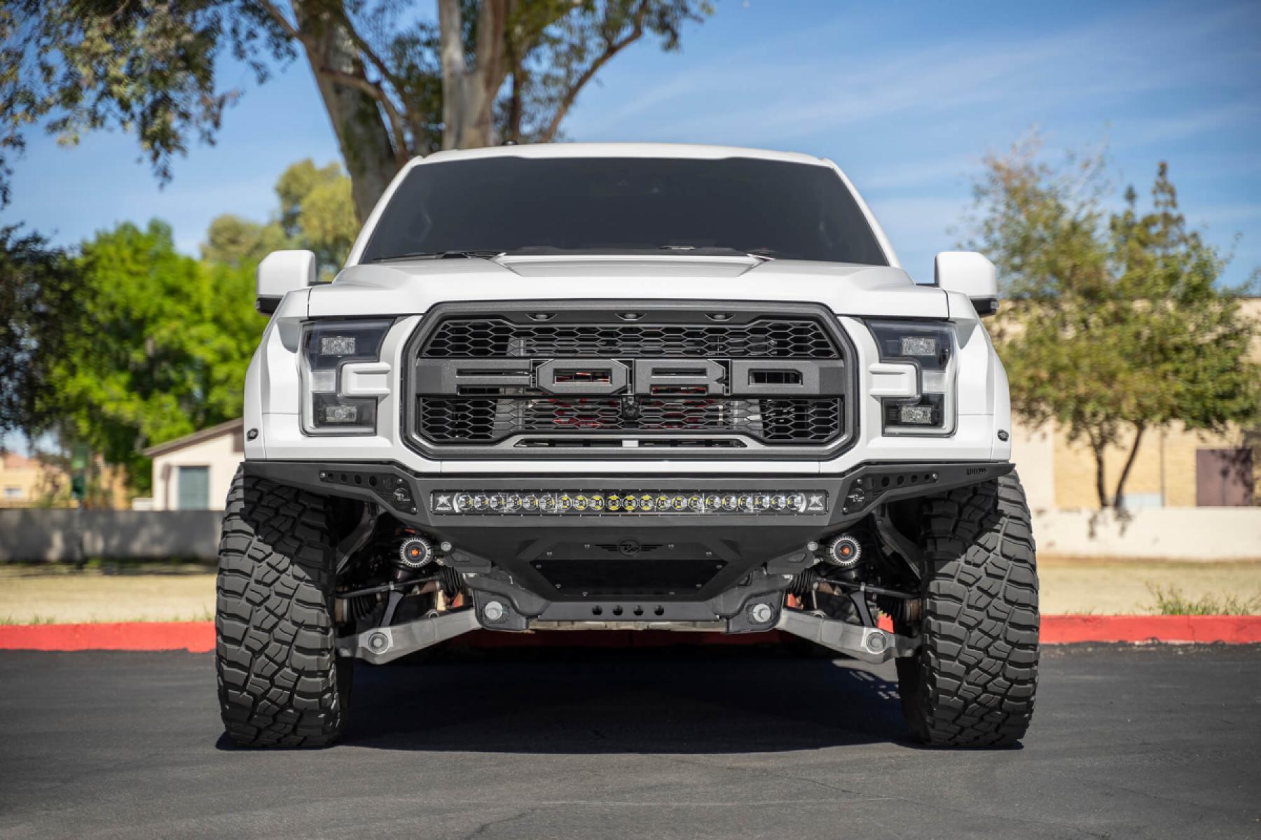 Raptor R Front Metal Bumper Addictive Desert Designs - Rock Fighter Frame Cut Front Bumper - Ford ...